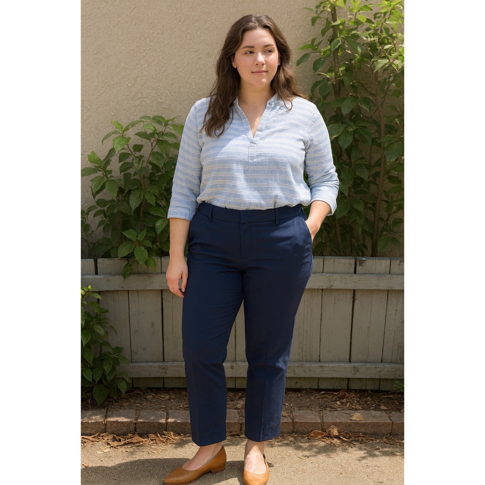 J.Crew Cameron Tollegno 1900 Wool Pants Womens 6 Navy Blue‎ Stretch Career